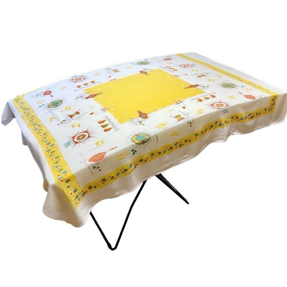 Vintage MidCentury French Cafe Kitchen Graphic Rectangular Tablecloth